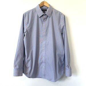 Banana Republic Slim Fit Striped Dress Shirt L Non Iron Blue Orange Quiet Luxury